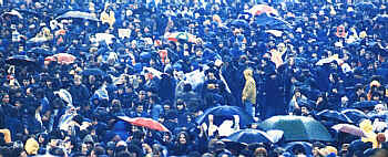 Despite the rain the faithful held on to the bitter end