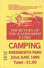 Camping ticket for the Festival - not that we got much use from it!