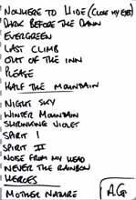 Setlist from the Brook, 30 Oct 2002